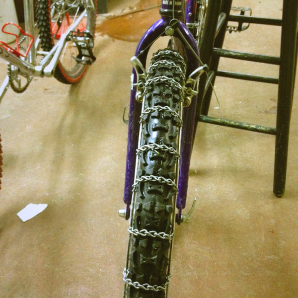 Slipnot tire chains on an RD Coyote